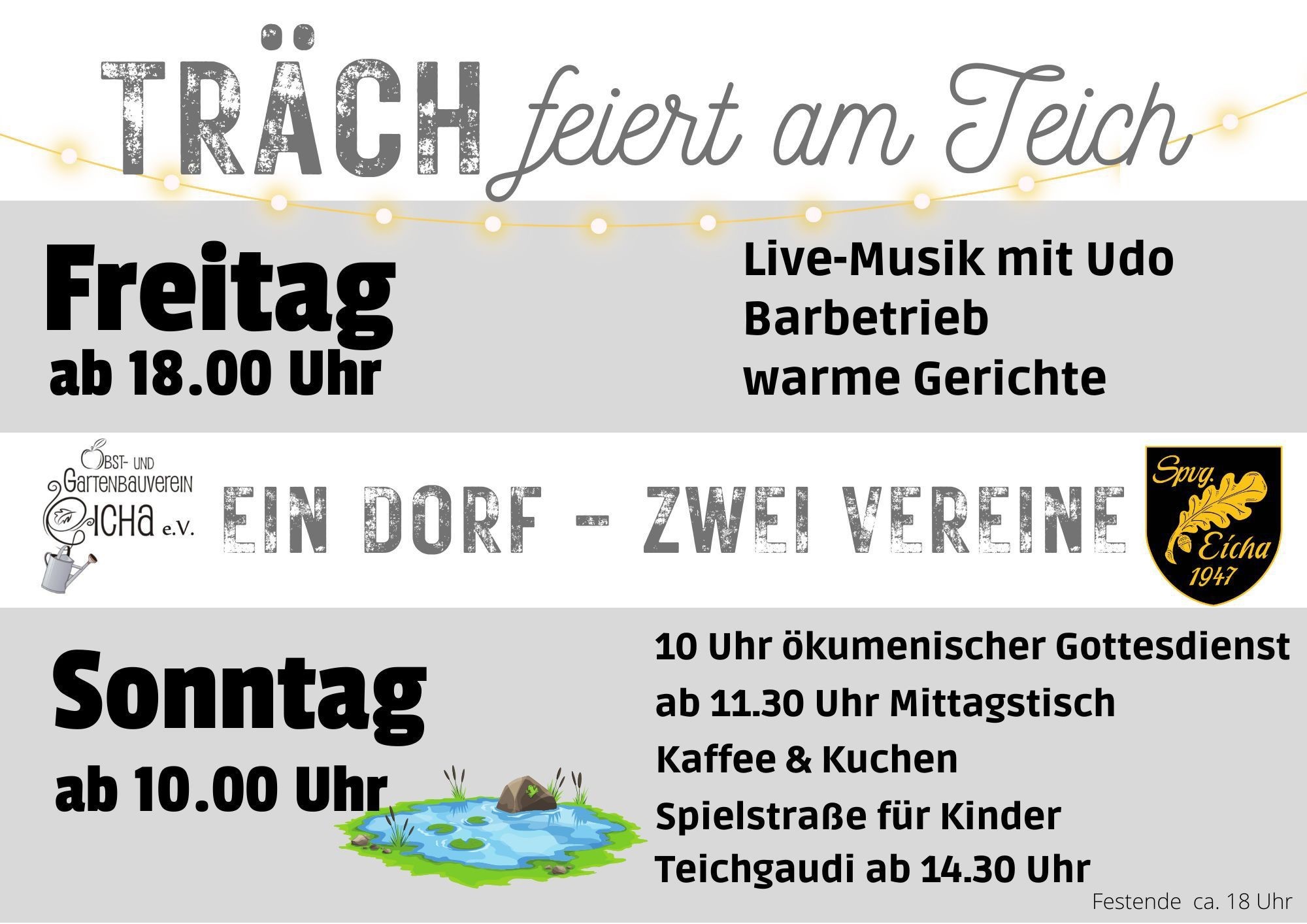 Träch feiert am Teich Gemeinde Ahorn